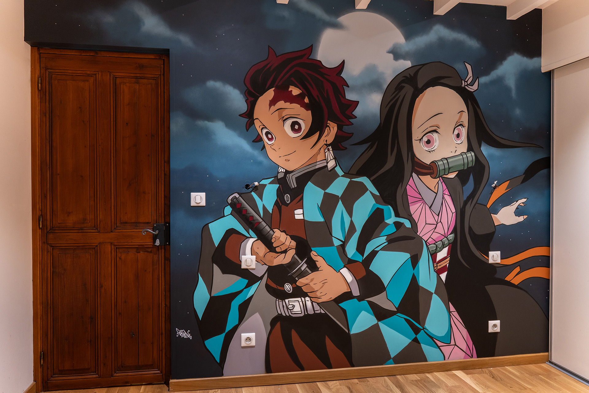 fresque murale demon slayer