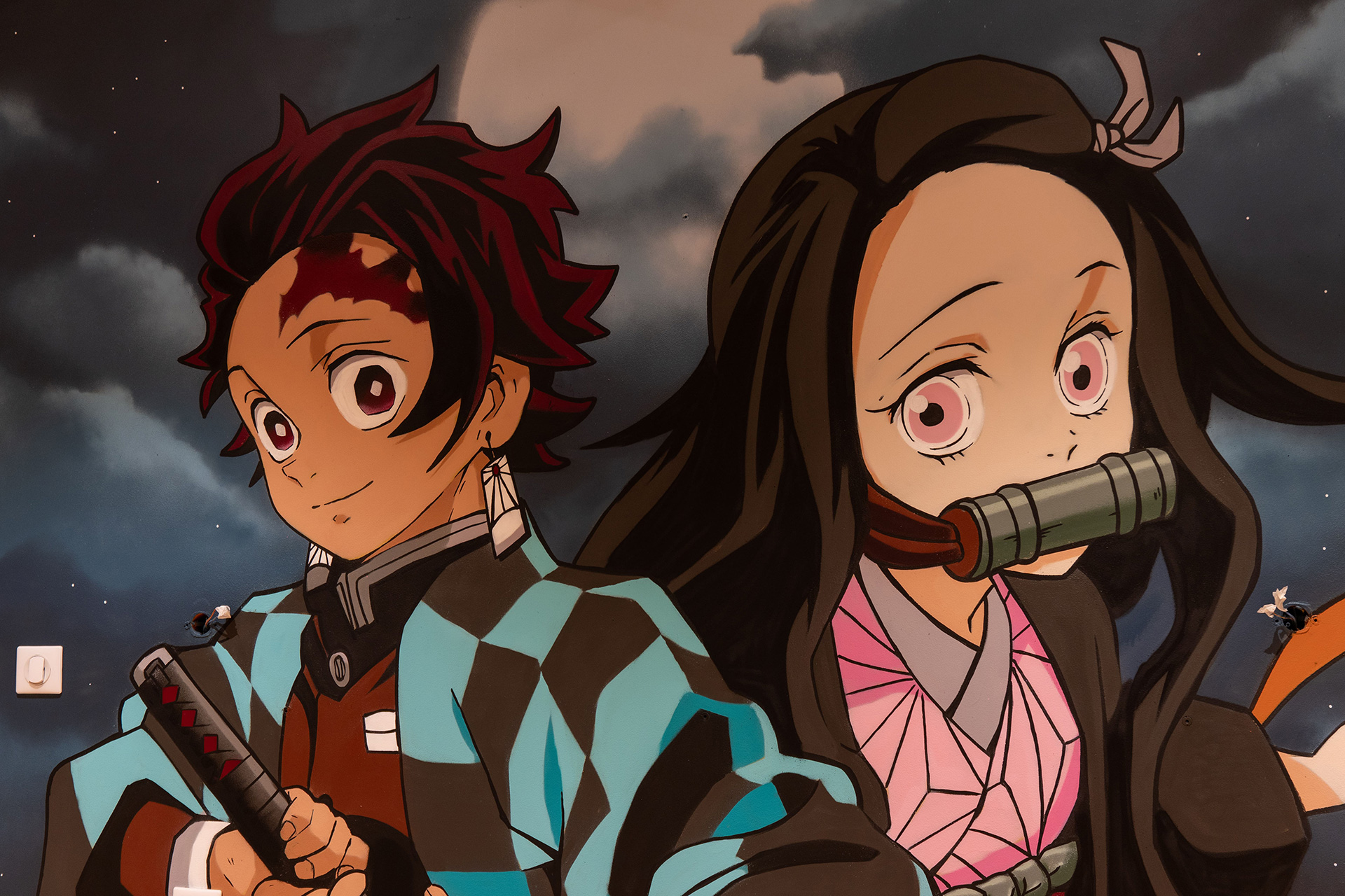 Tanjiro et nezuko fresque murale